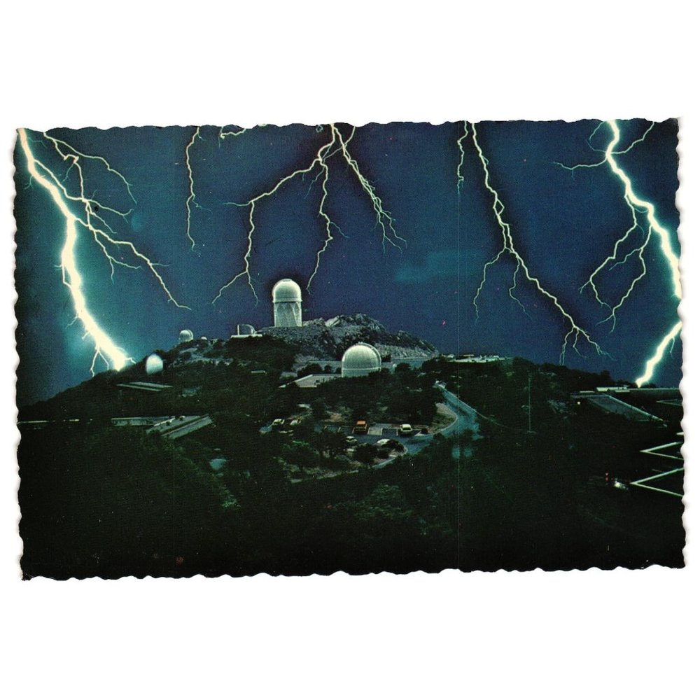 Vintage Postcard Kitt Peak National Observatory Tucson Arizona Evening Lightning